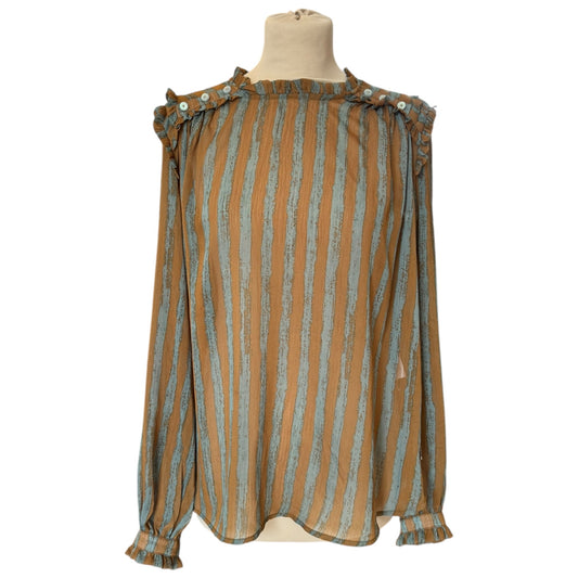 Coster Tan and Blue Stripe Chiffon Blouse - 14