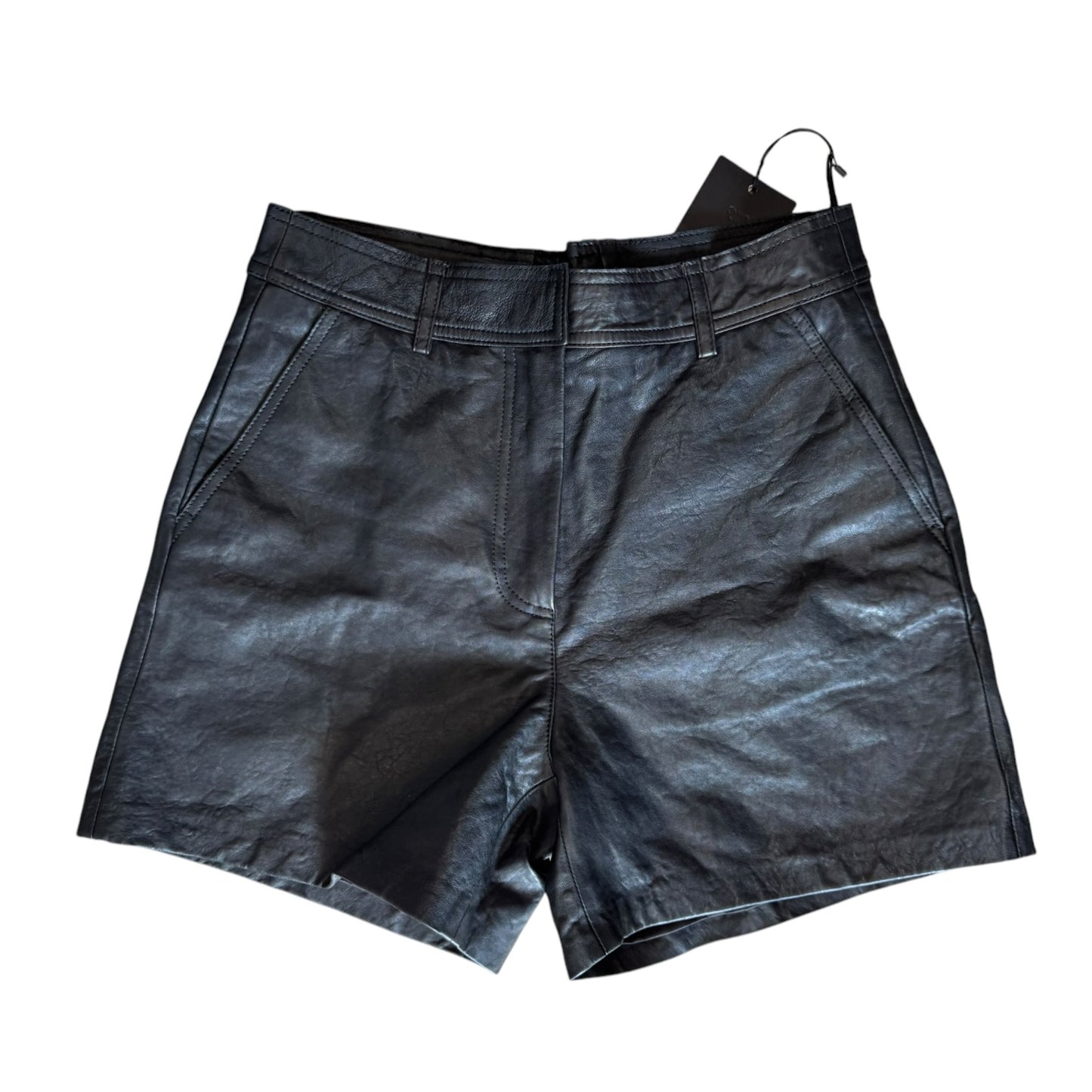 Weekend Max Mara Black Virgola Leather Shorts - 10 - NEW
