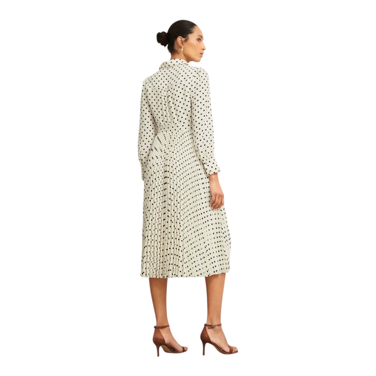 Hobbs Larina Ivory and Navy Polka Dot Dress - 14