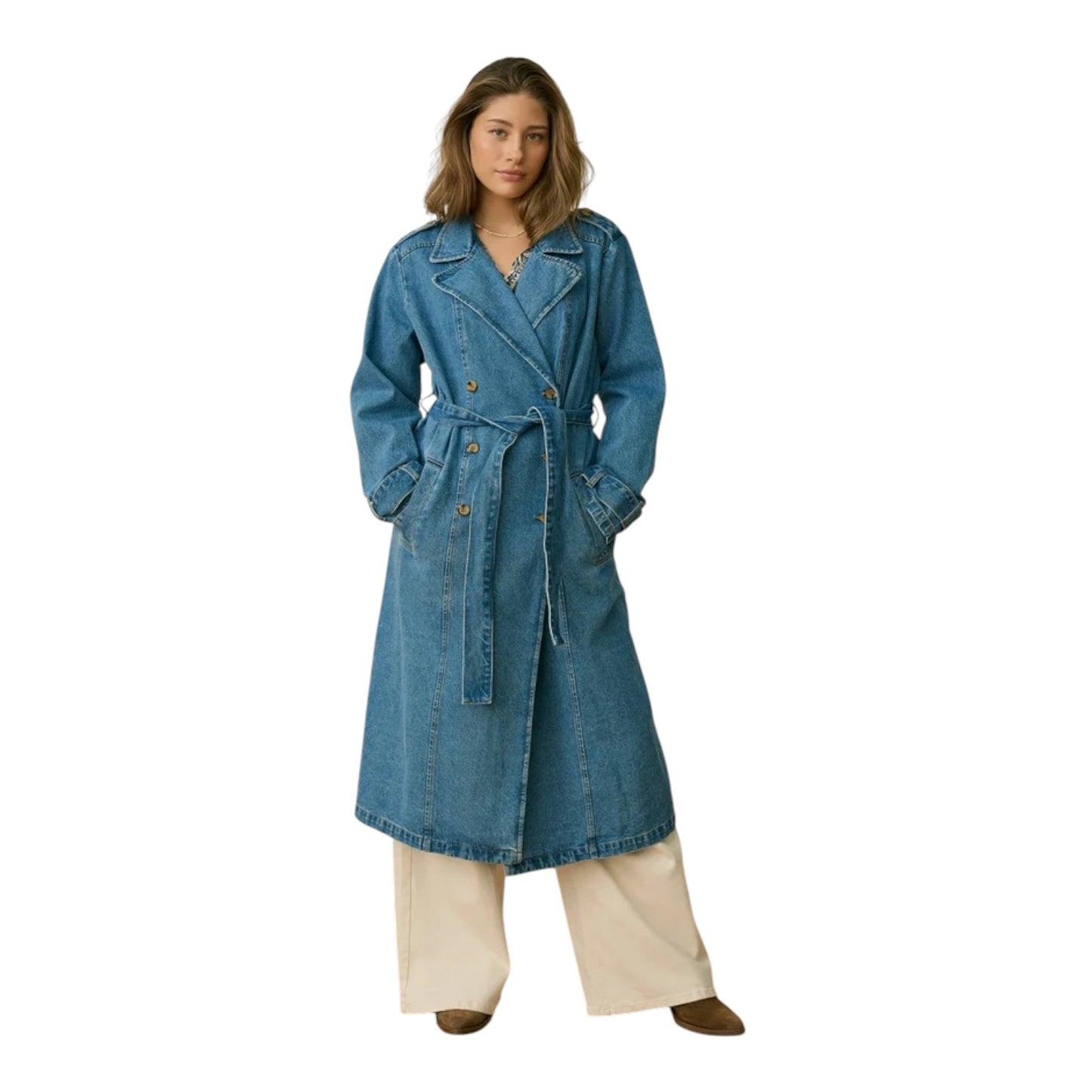 Cream Denim Trenchcoat - 14