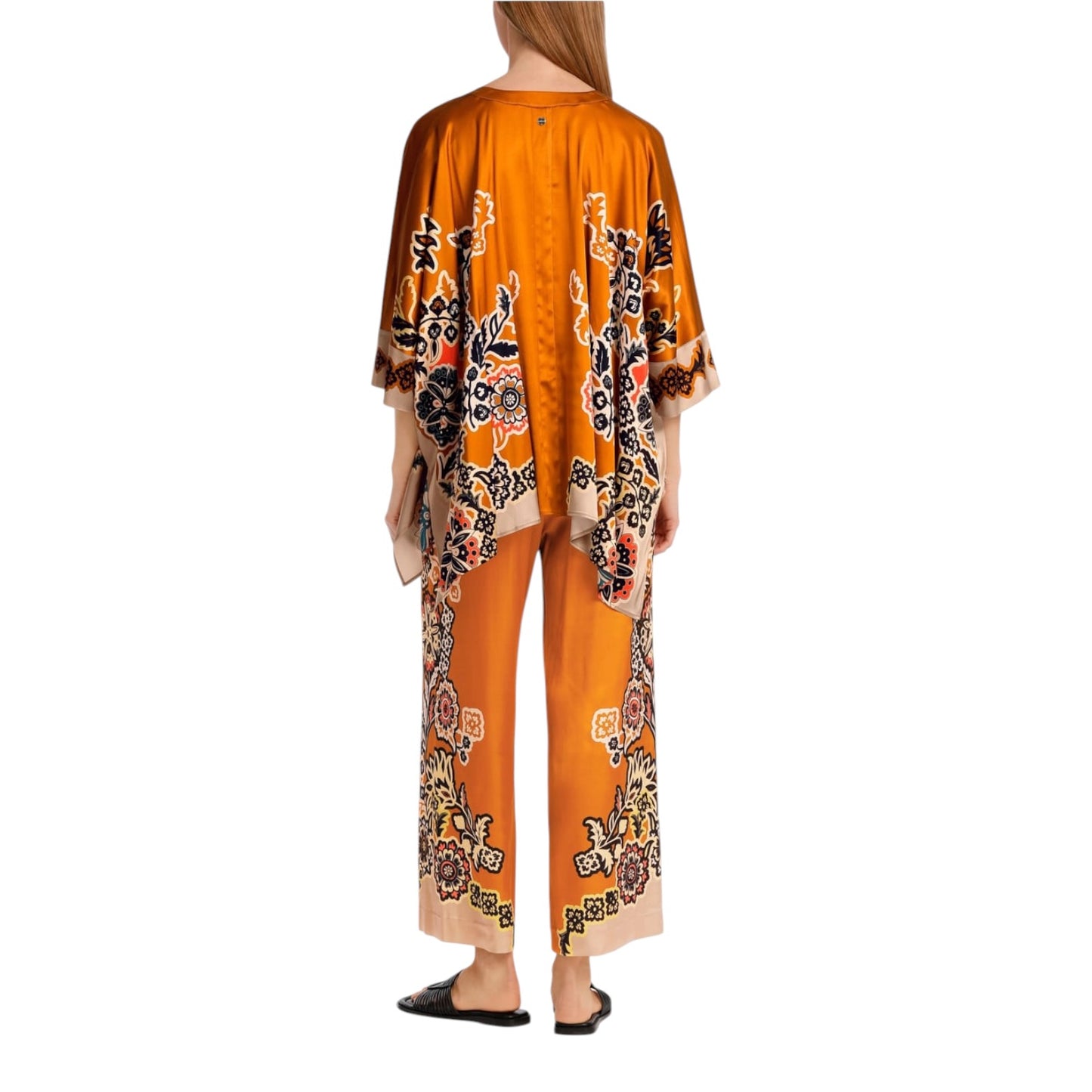 Marc Cain Ourika Gardens Orange and Black Floral Top - 16