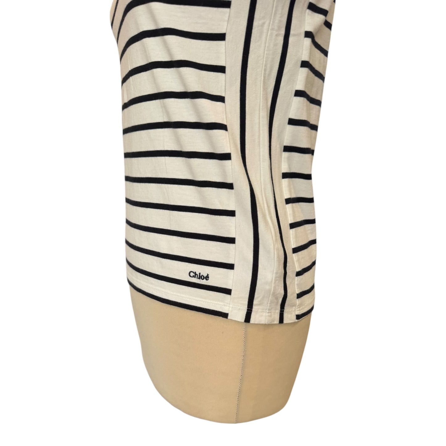 Chloe Black and White Stripe T Shirt - 8