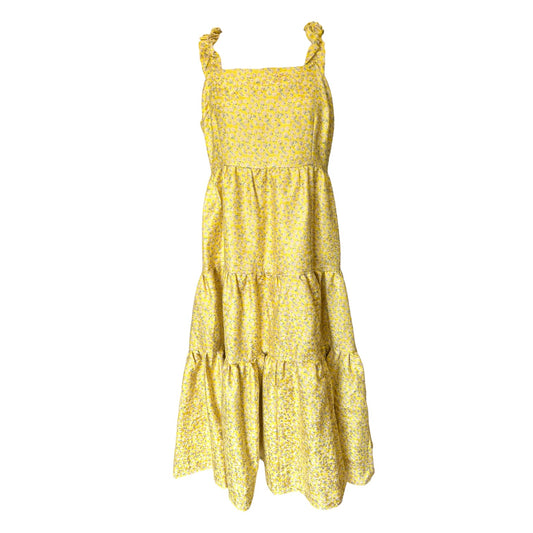 Oasis Ditzy Lemon Yellow Dress - 16 - NEW