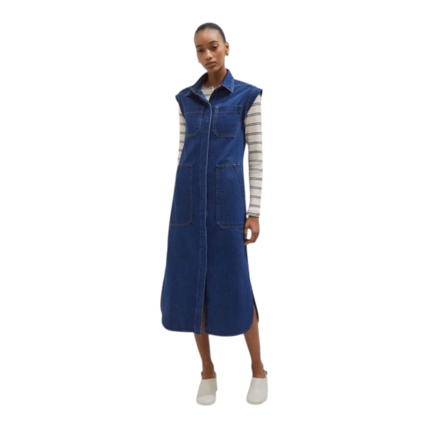 Me + Em Denim Utility Midi Dress with Belt  - 14