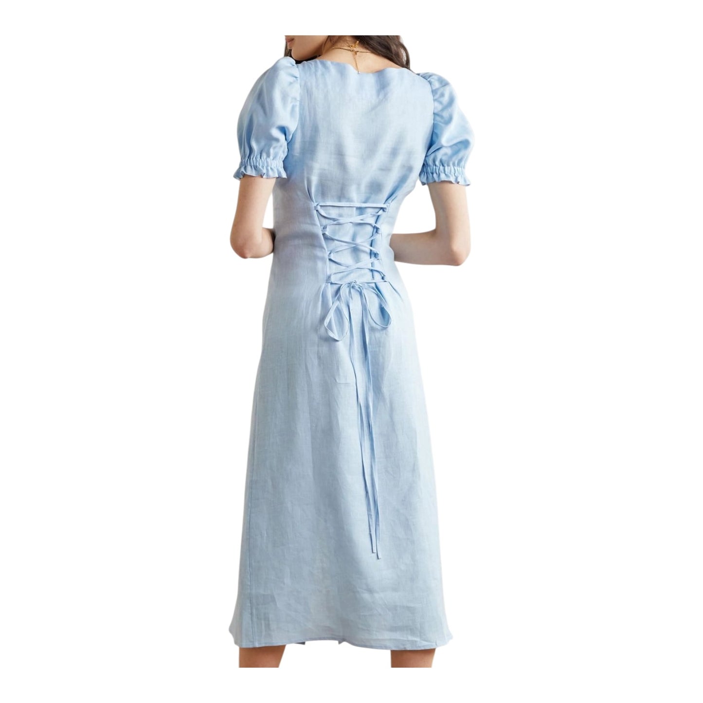 Sleeper Marquise Linen Dress in Azure Blue - 12/14