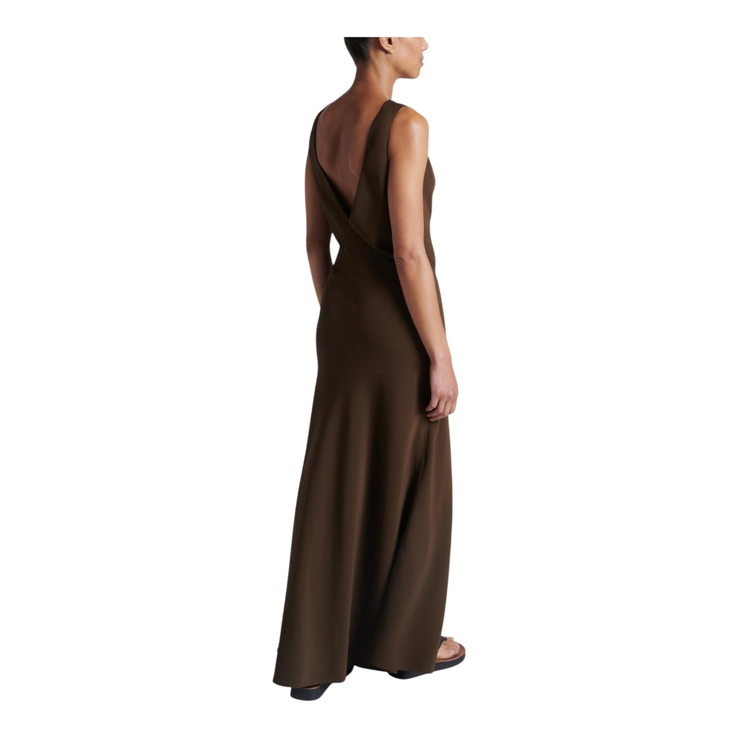 Asceno The Bordeaux Maxi Dress in Brown - 8 - NEW