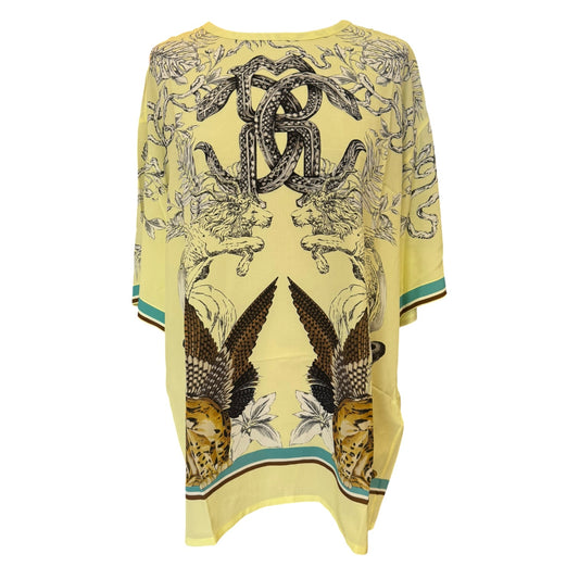 Roberto Cavalli Yellow Print Top - 12/14 - NEW