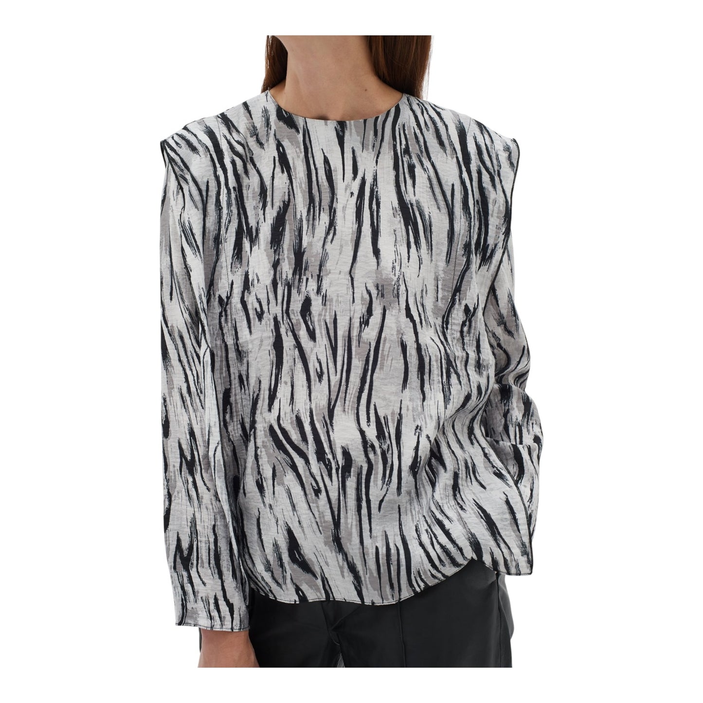 InWear Milda Granite Grey Abstract Blouse - 12 - NEW
