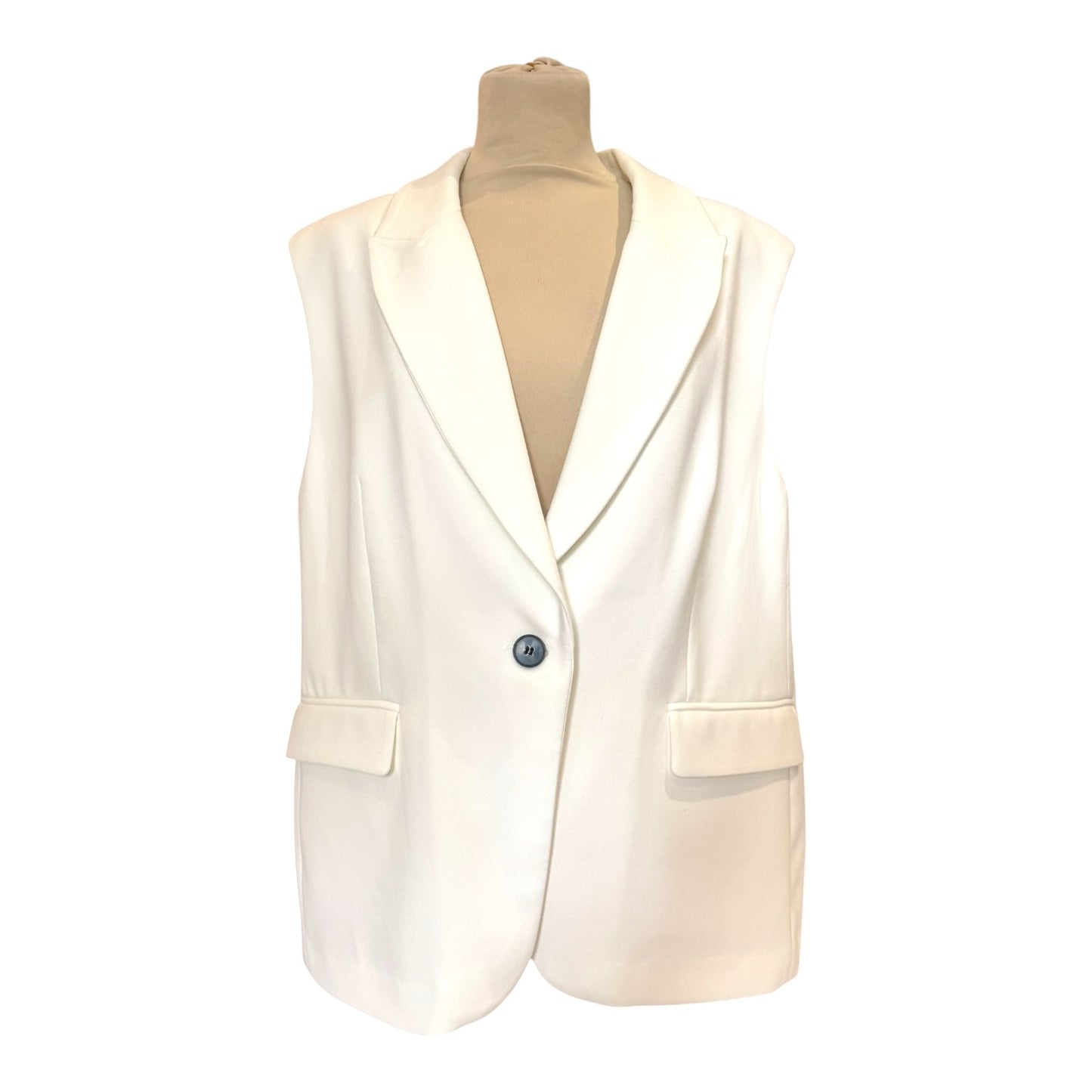 Mint Velvet  Longline Waistcoat in Ivory - 16 - NEW