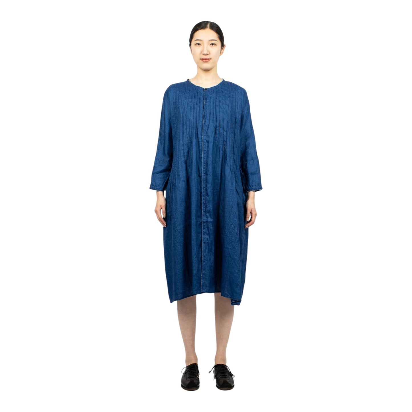 Kapital Blue French Linen Pintuck O'Keeffe Dress - One Size