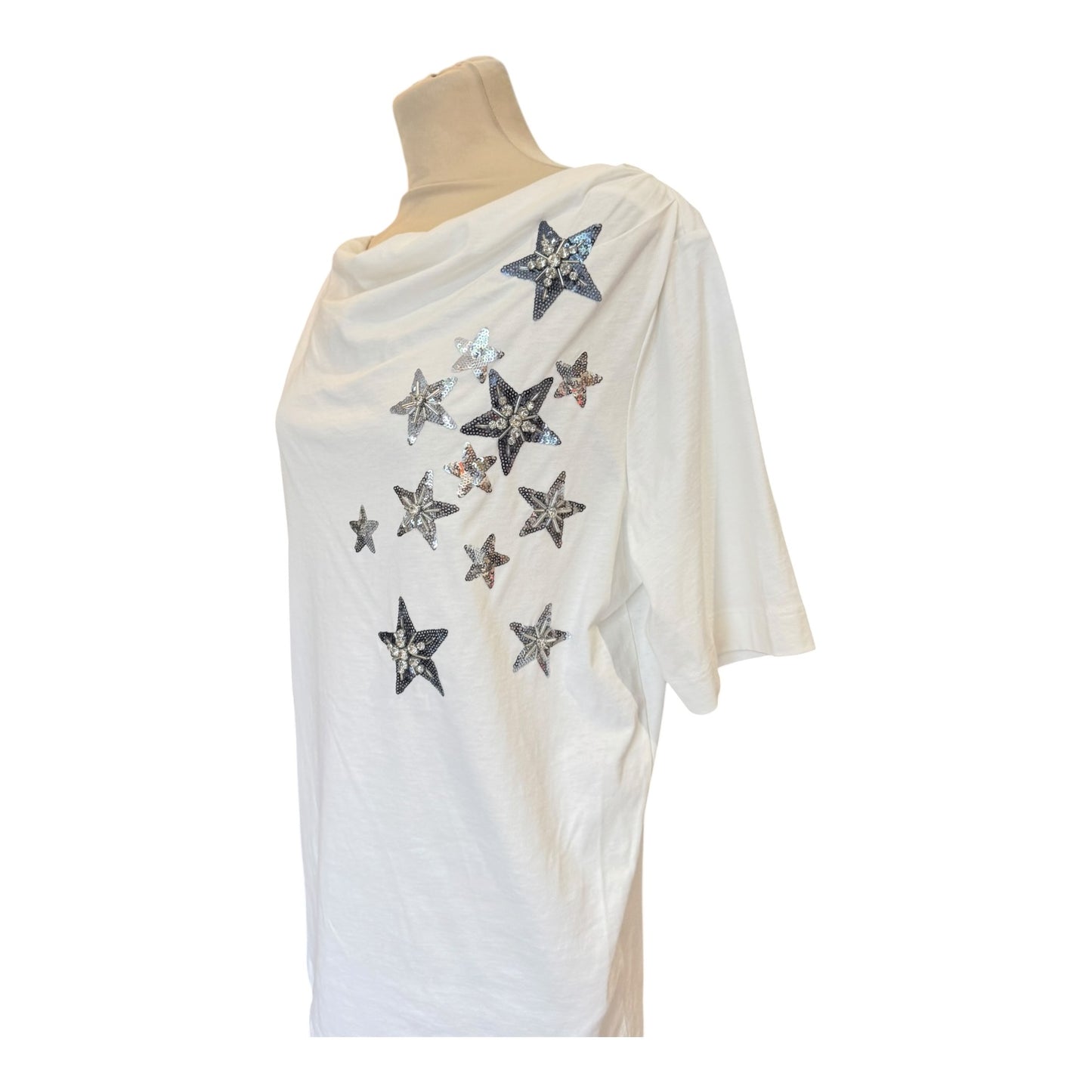 Liu Jo White T Shirt with Star Embellishment - 12 - NEW