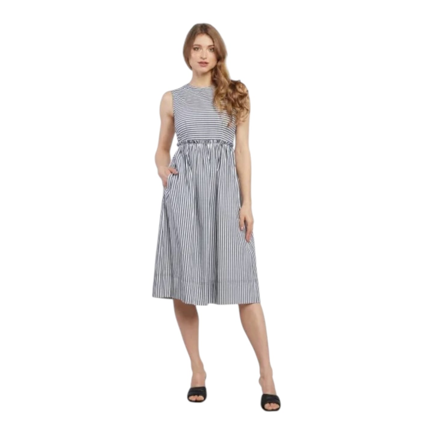 Marella Sport Palmo Navy and White Stripe Dress - 12