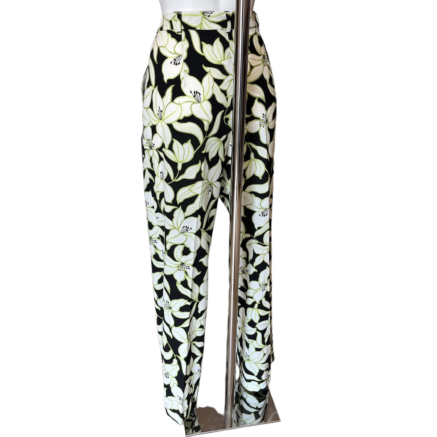 Max Mara Black and Lime Trousers - 14