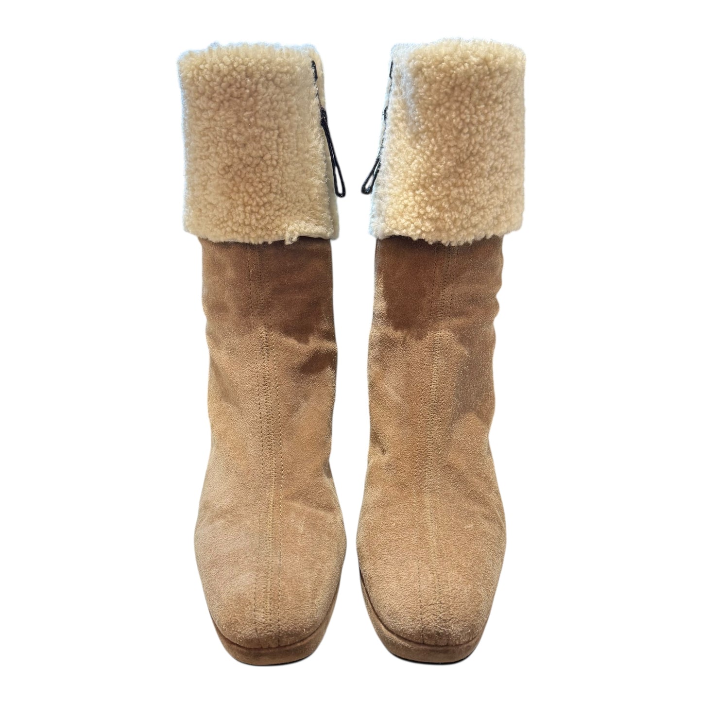 Prada Suede and Shearling Wedge Boots - 41/8