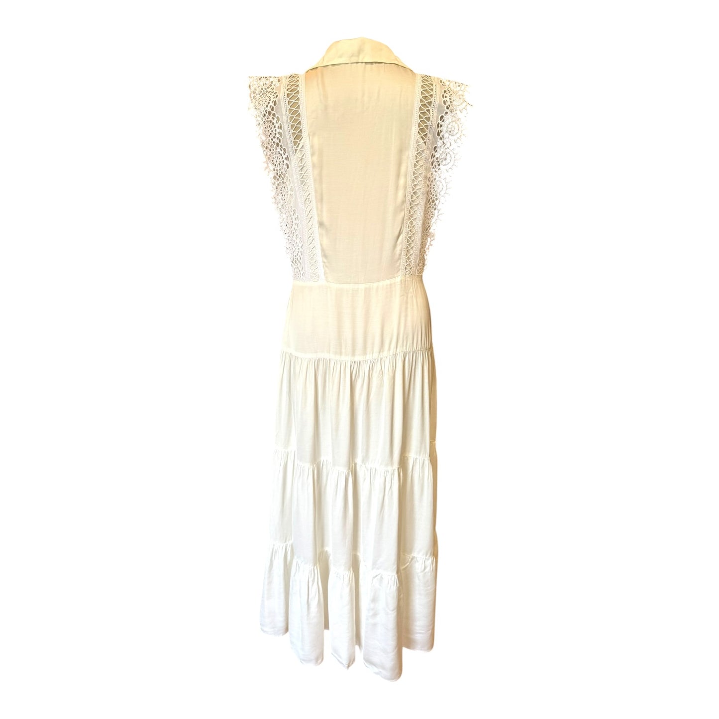 Sandro White Tiered Maxi Dress - 14 - NEW