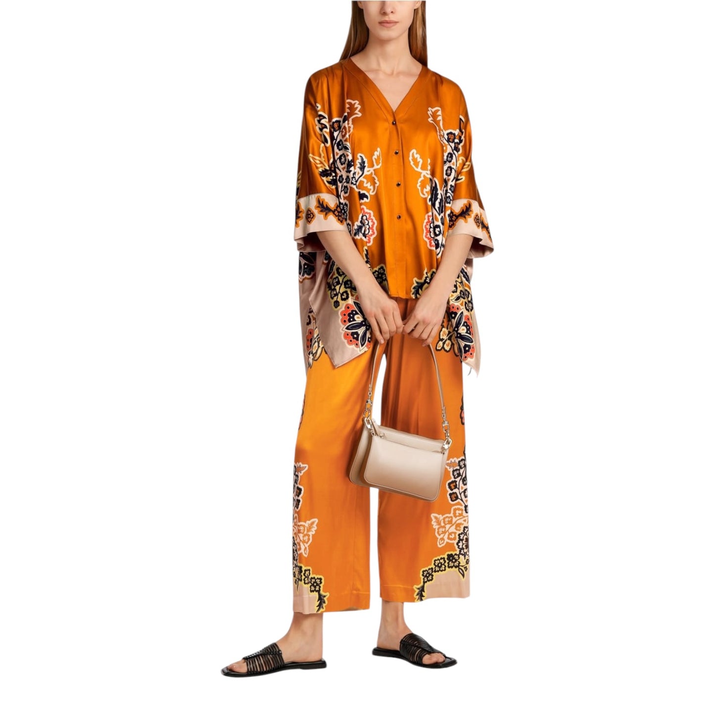Marc Cain Ourika Gardens Orange and Black Floral Top - 16