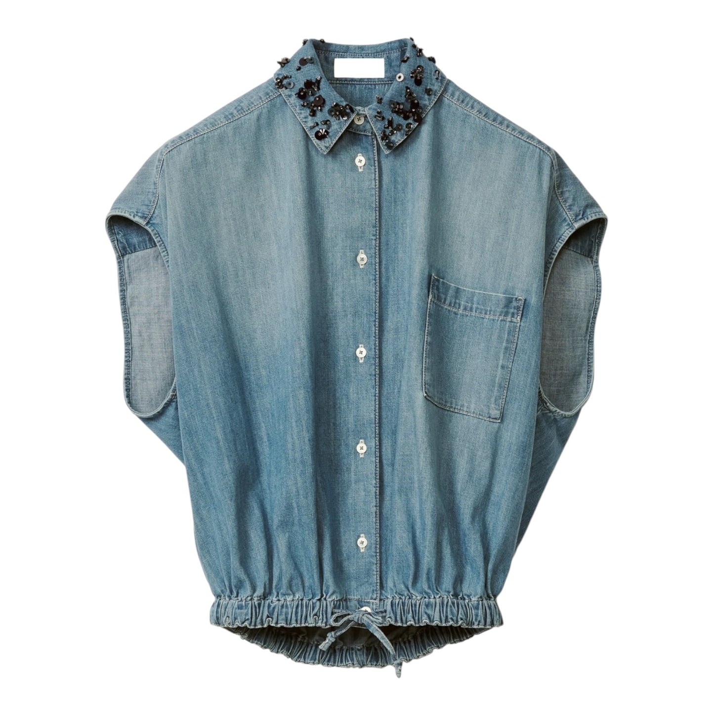 Fabiana Filipppi Blue Denim Drawstring Blouse - 10