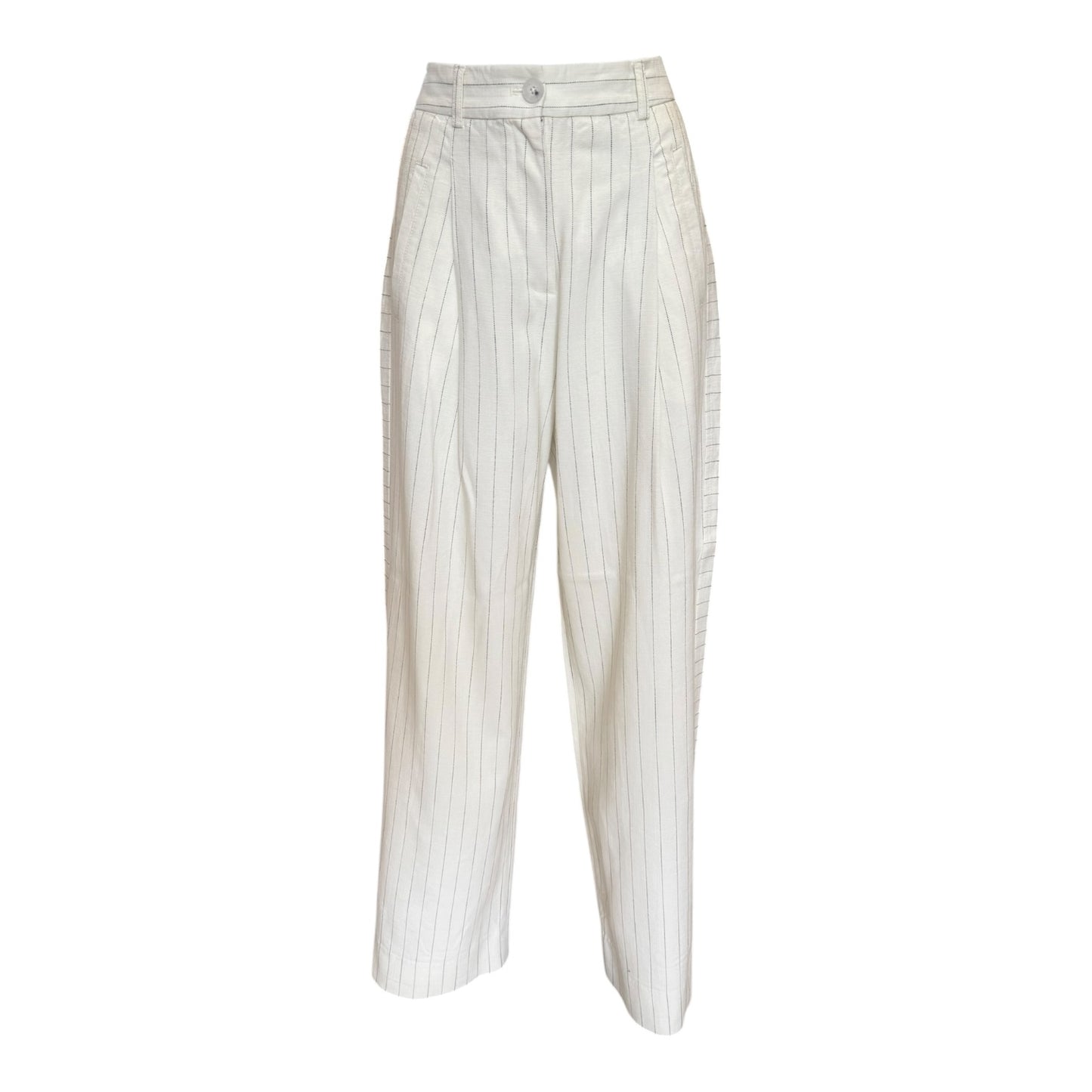 Me + Em Cream and Navy Pinstripe Trousers - 10