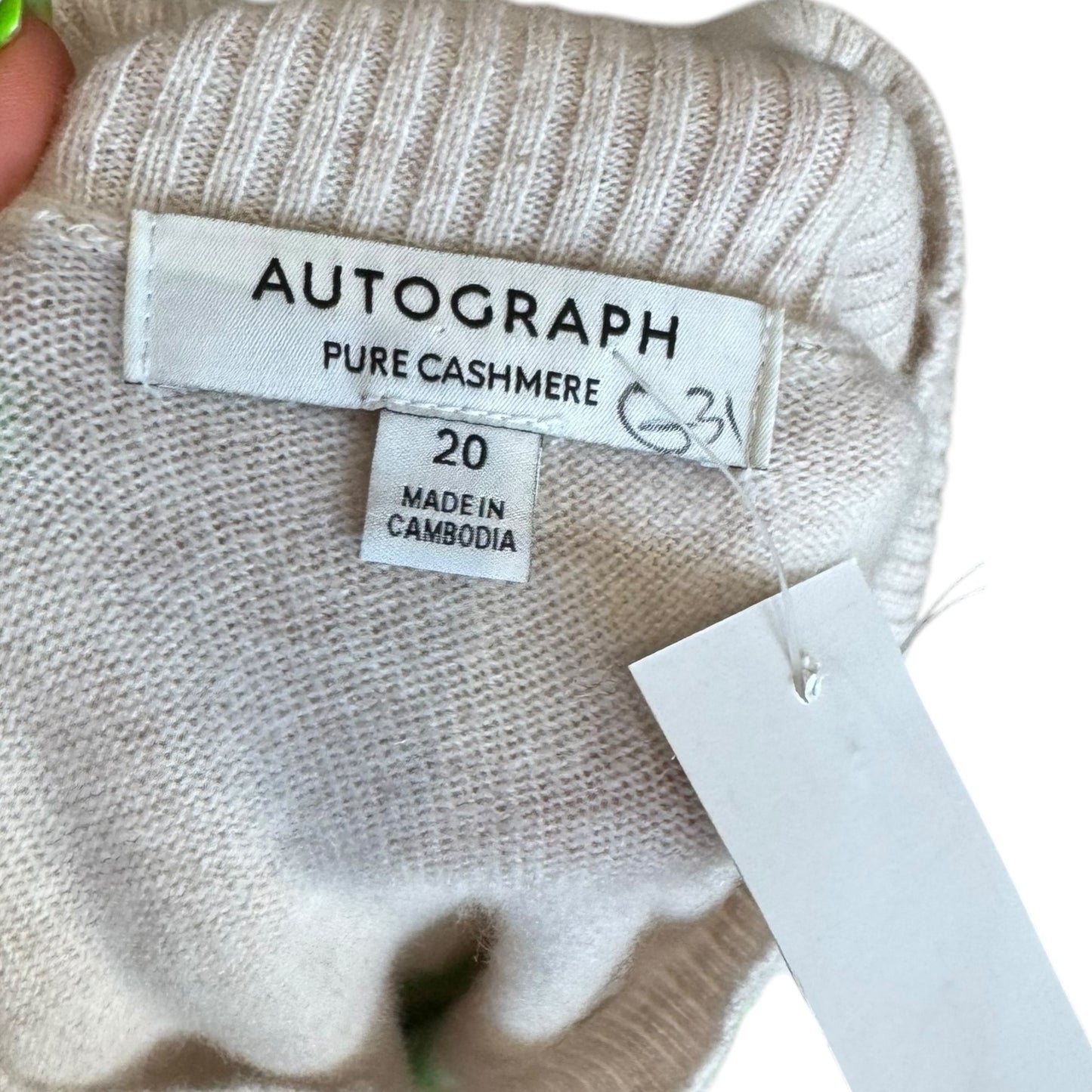 Autograph Beige and Green Cashmere Sweater - 20