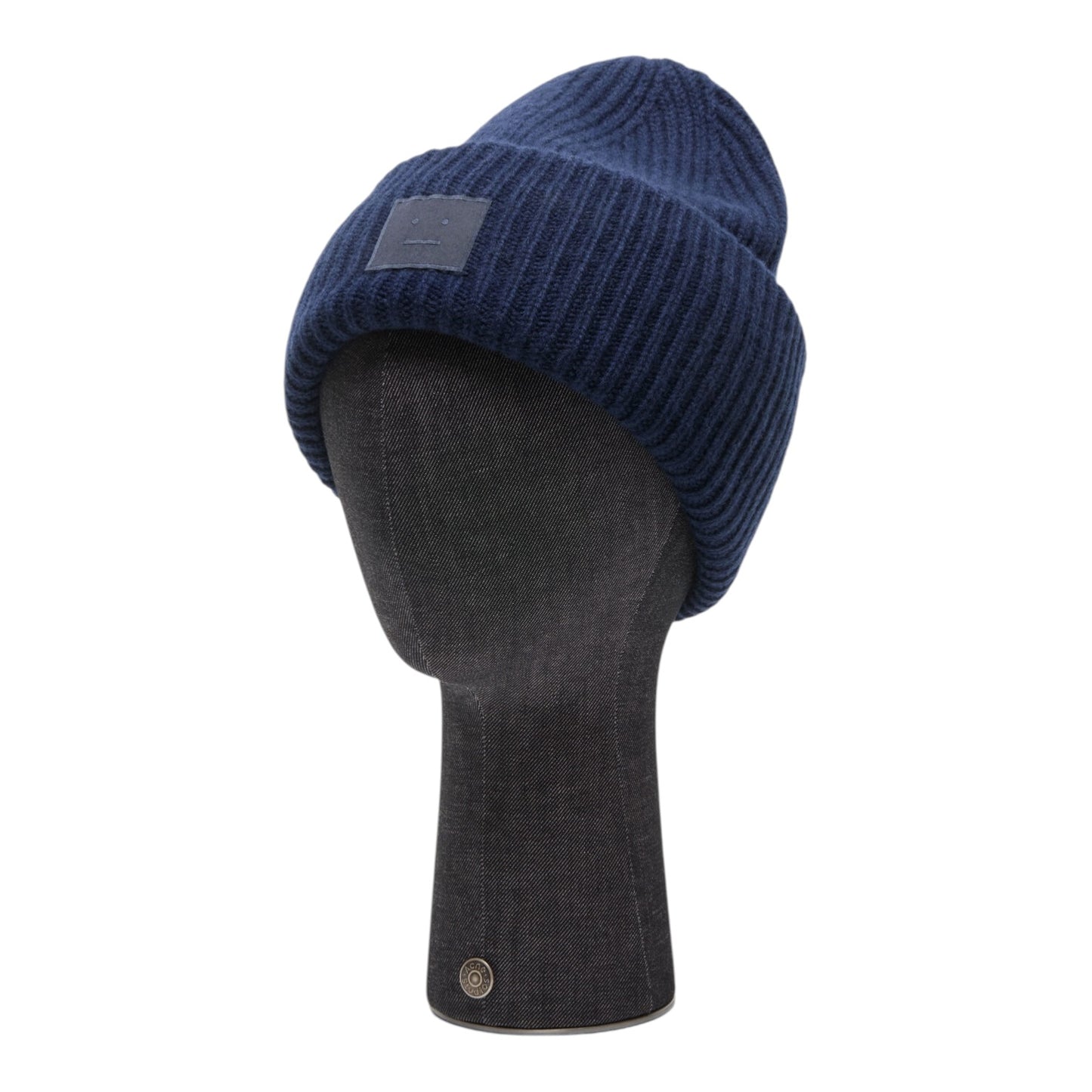 Acne Studios Navy Face Logo Wool Beanie