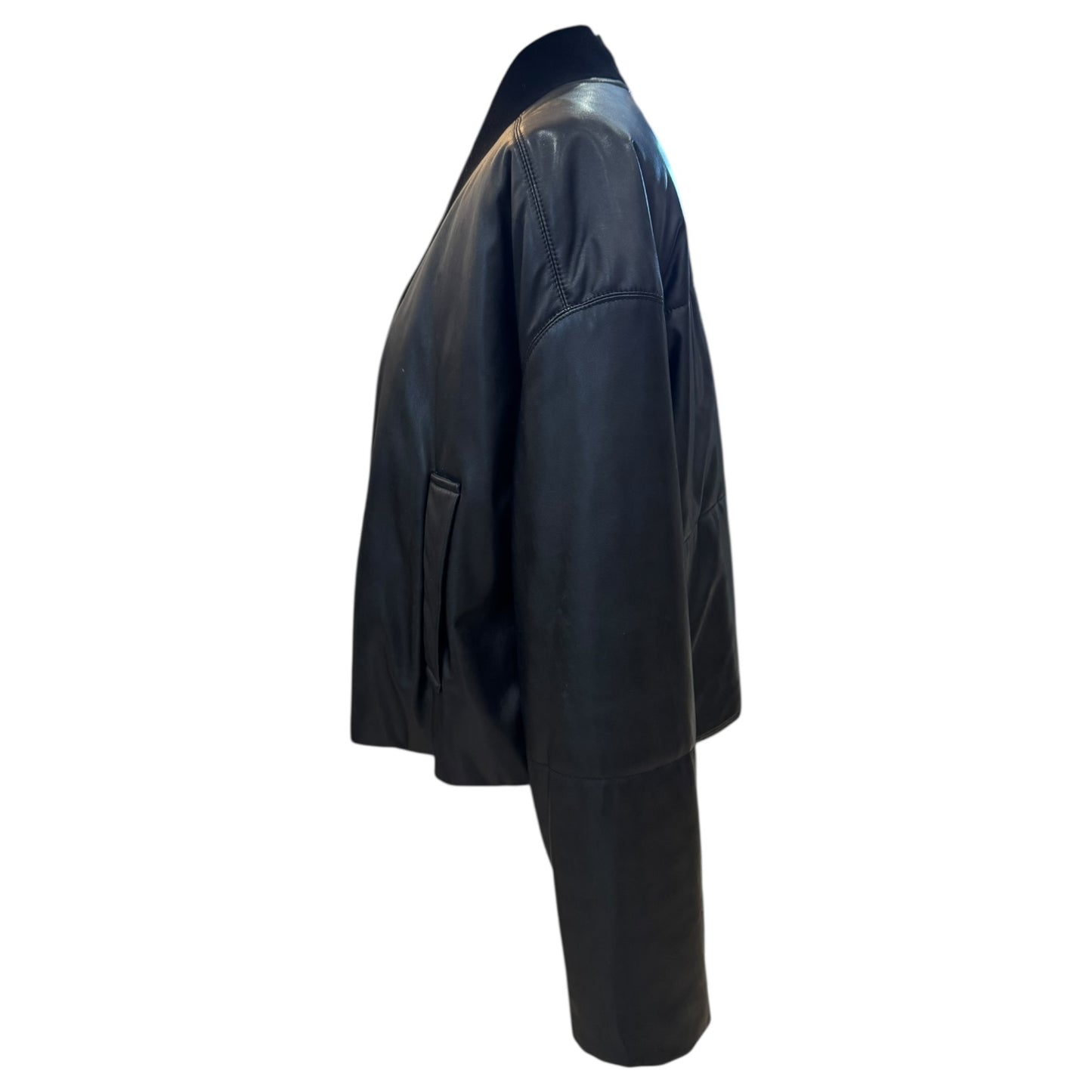 Marc Cain Black Pleather Bomber Jacket - 14