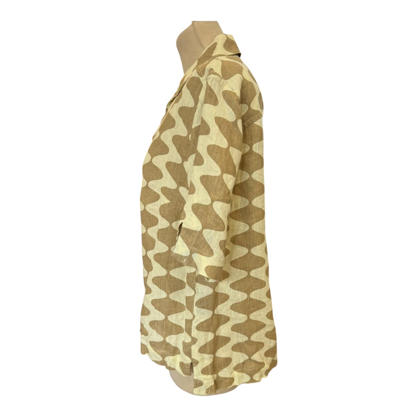 OAS Beige and Cream Linen Shirt - 10/12