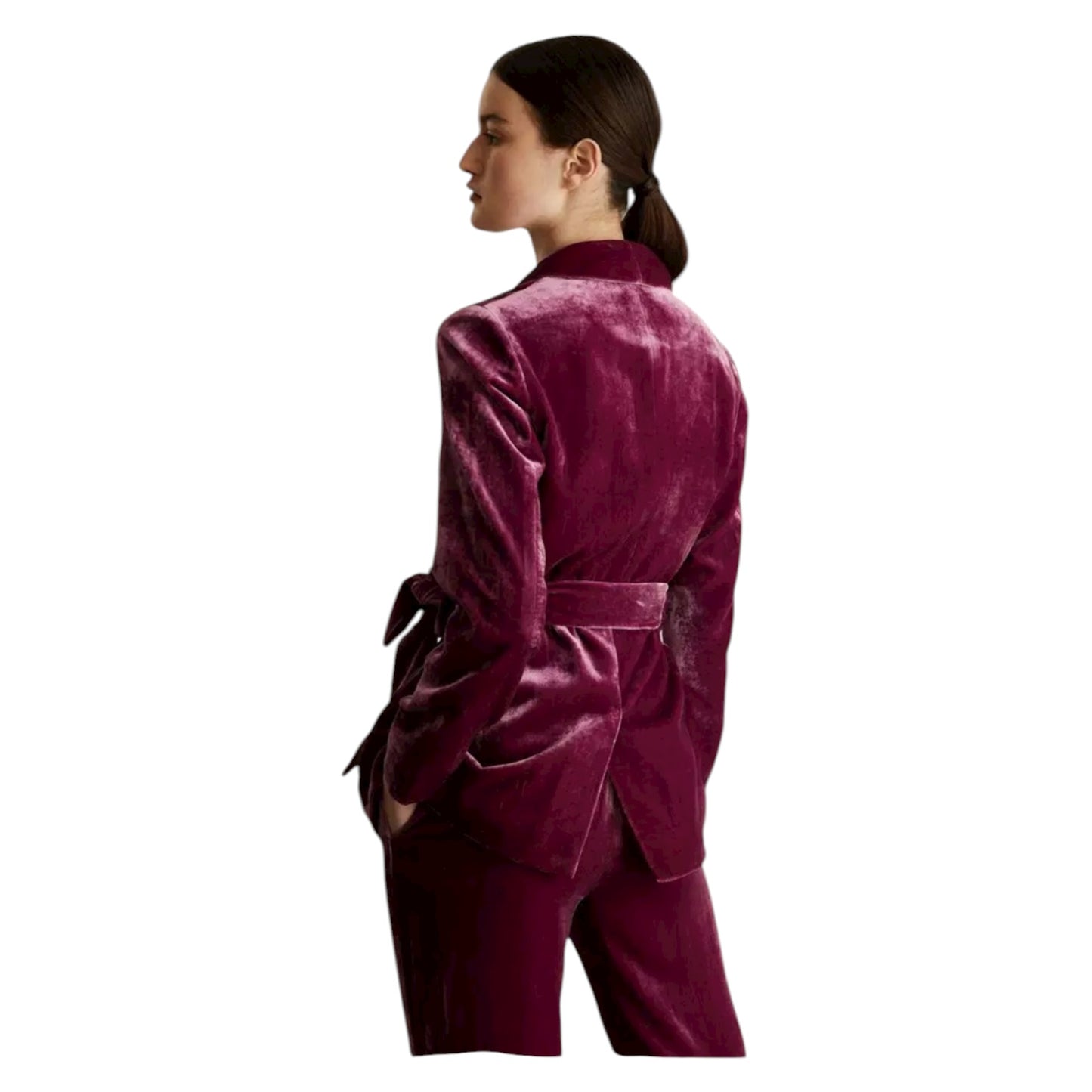 Jaeger Pink Maroon Velvet Suit - 12/14