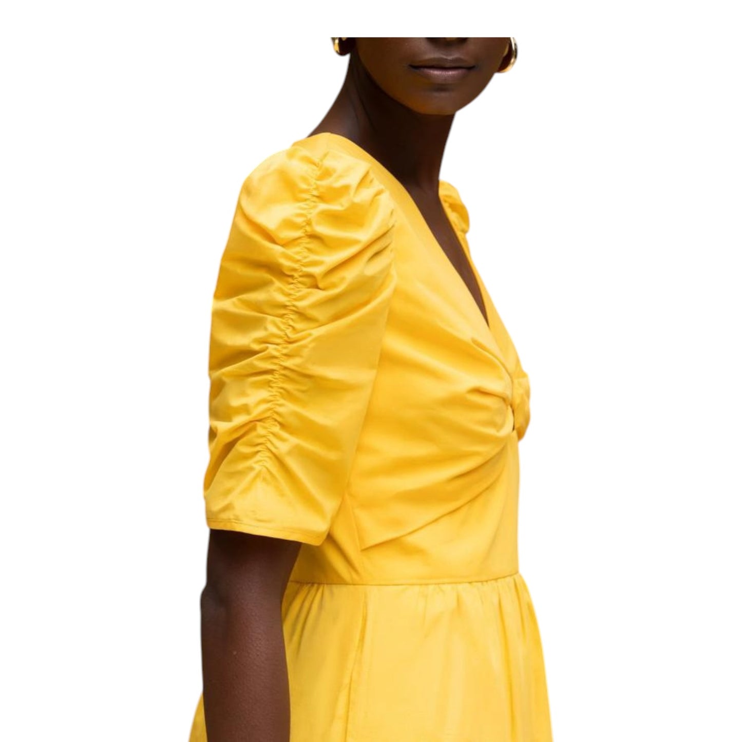Ro&Zo Yellow Cotton Poplin Twist Front Dress - 12 - NEW