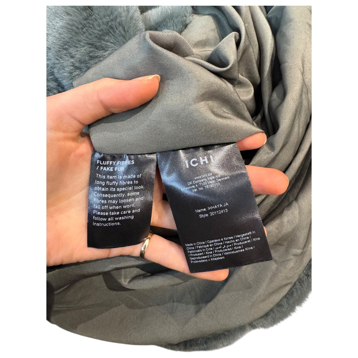 Ichi Sage Green Fluffy Coat - 10