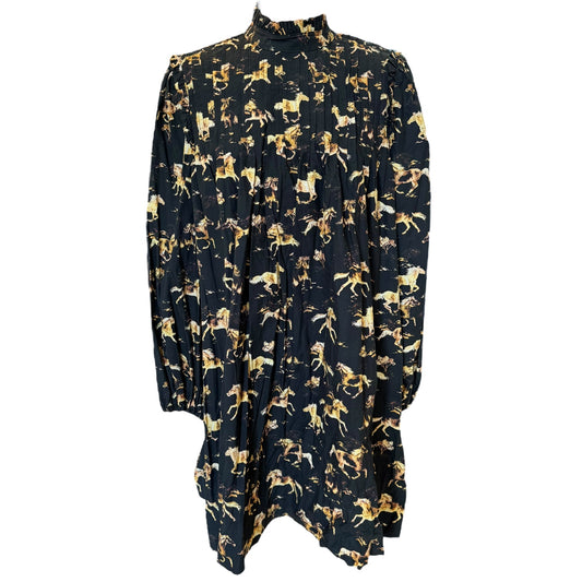 Ganni Black Horse Motif Dress - 12 - NEW