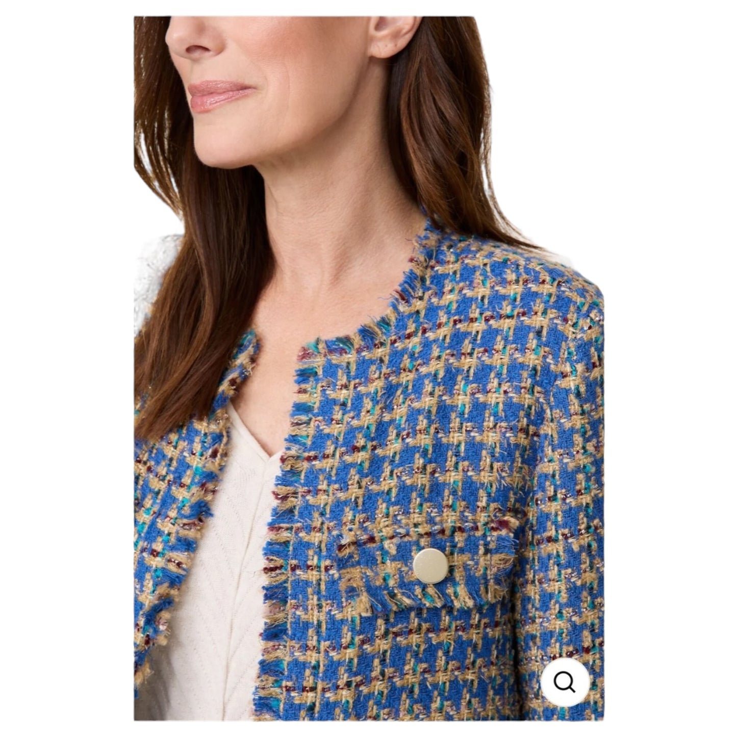 Gerry Weber Blue & Camel Houndstooth Jacket - 22 - NEW