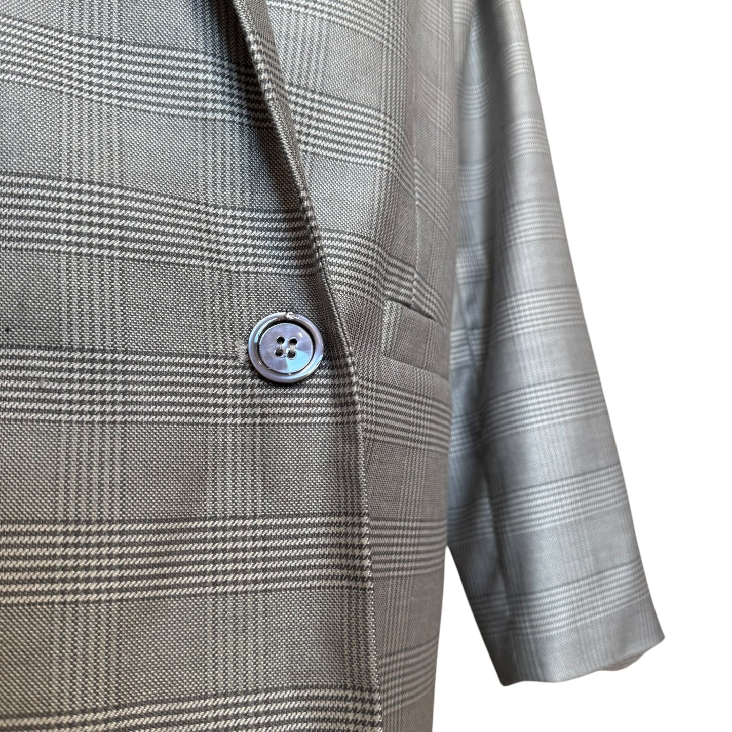 Ganni Grey Check Silk and Wool Blazer - 10