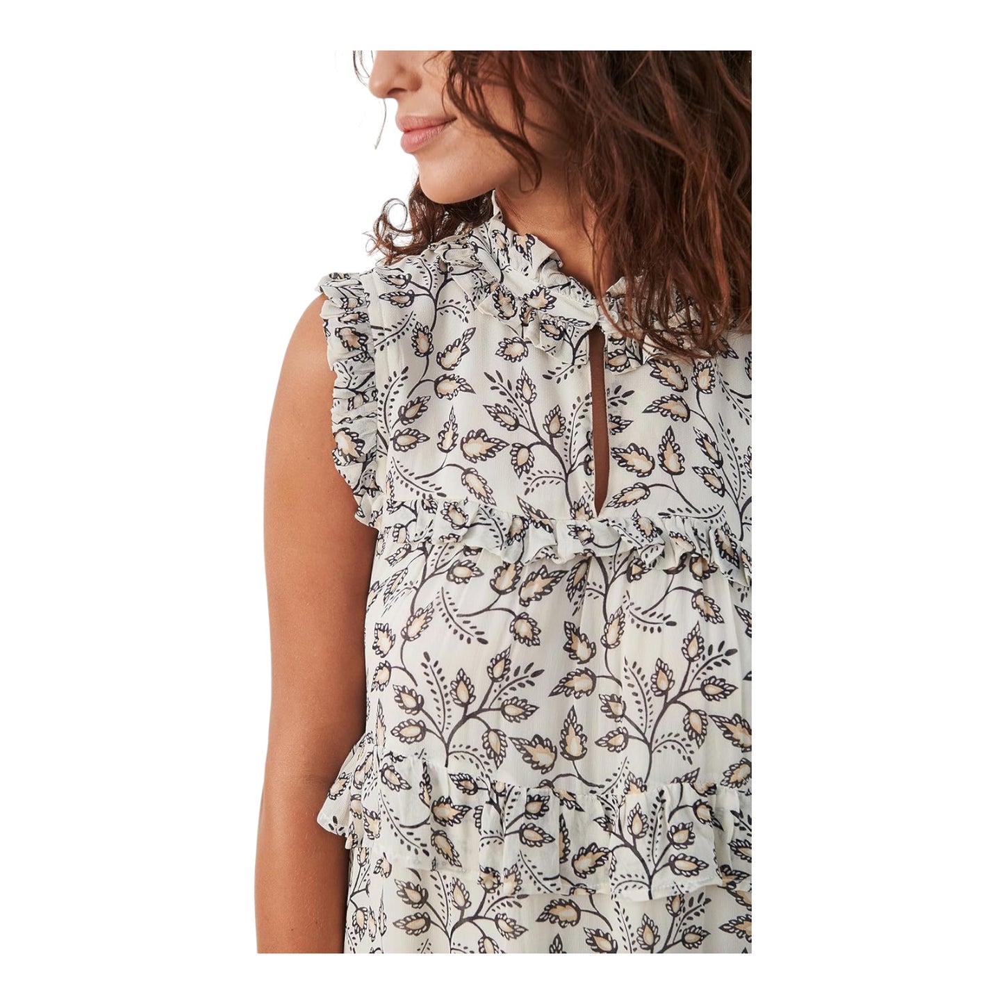 Part Two Parilla Cream Patterned Tiered Dress - 10