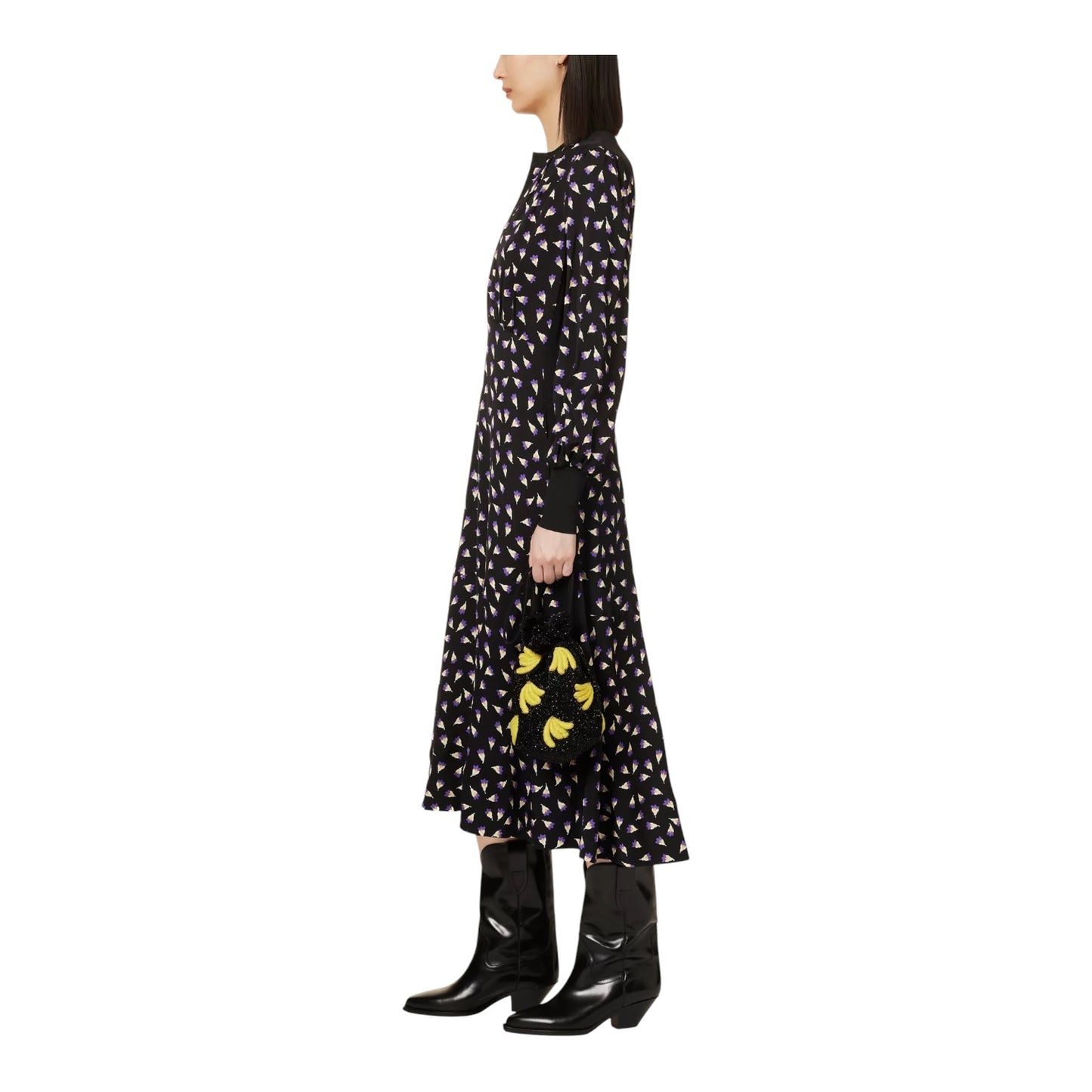 Me + Em Black and Purple Midi Dress - 14