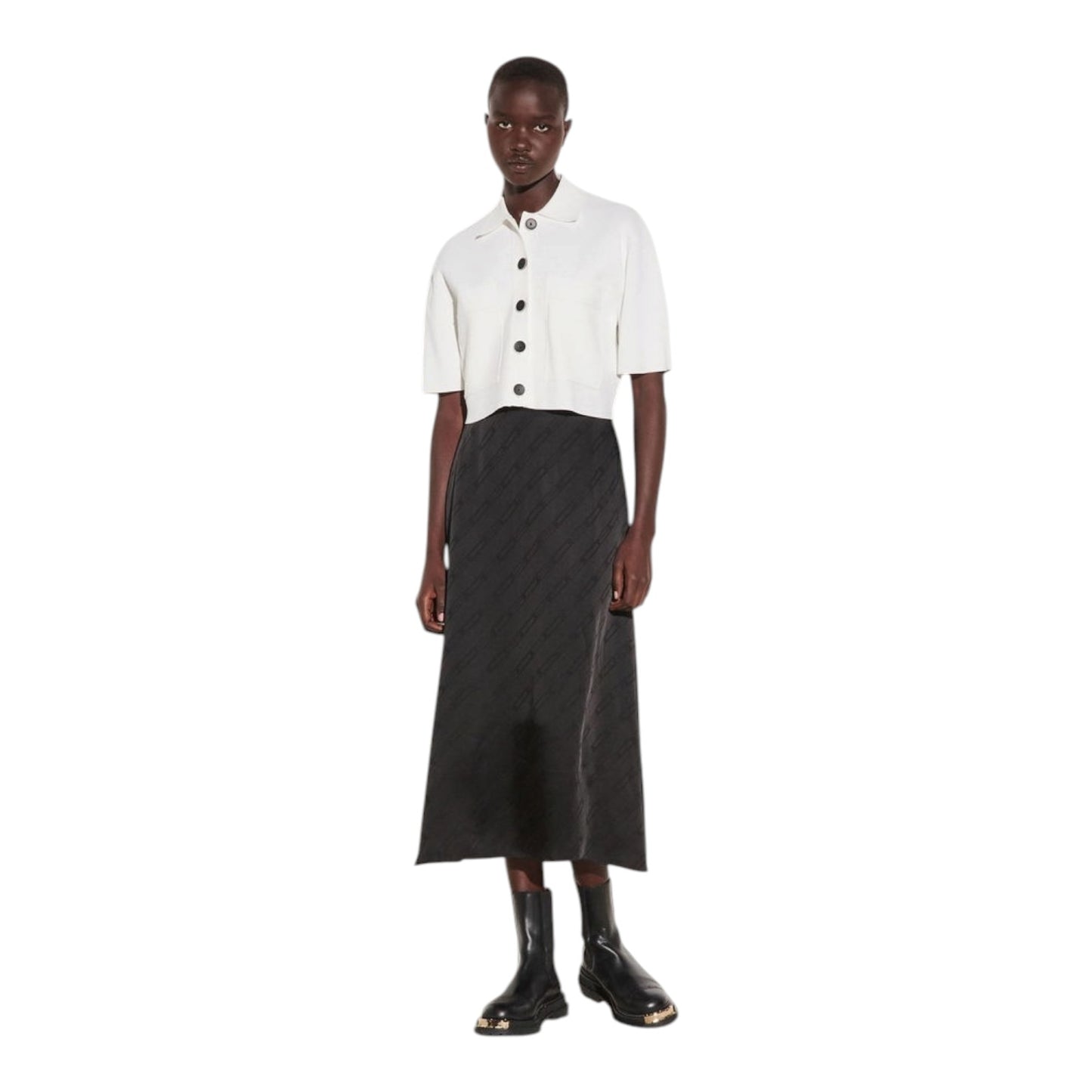 Sandro Midi Skirt in Jacquard Fabric - 10/12