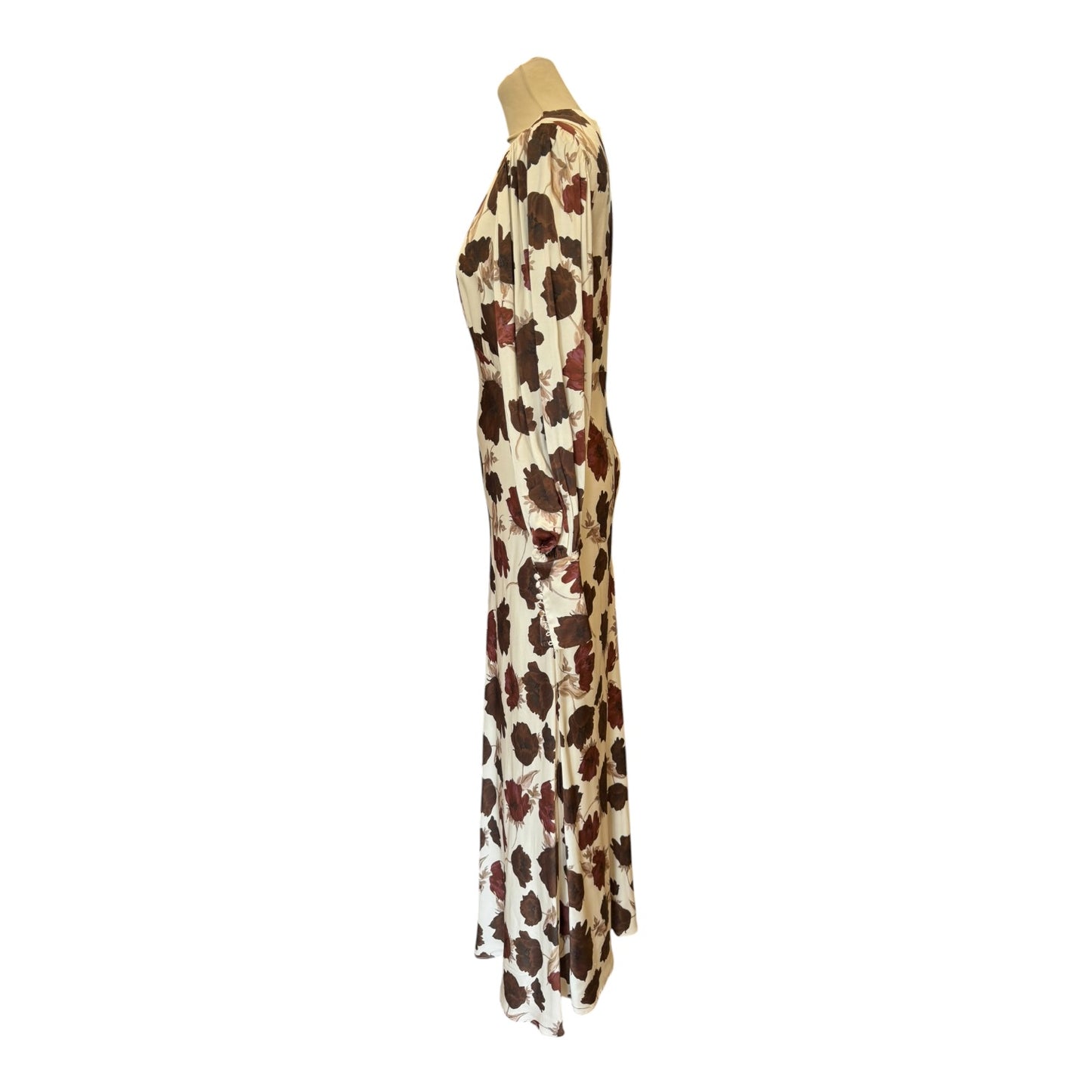 Malina Alize Floral Satin Maxi Dress in Wine Peony - 12/14