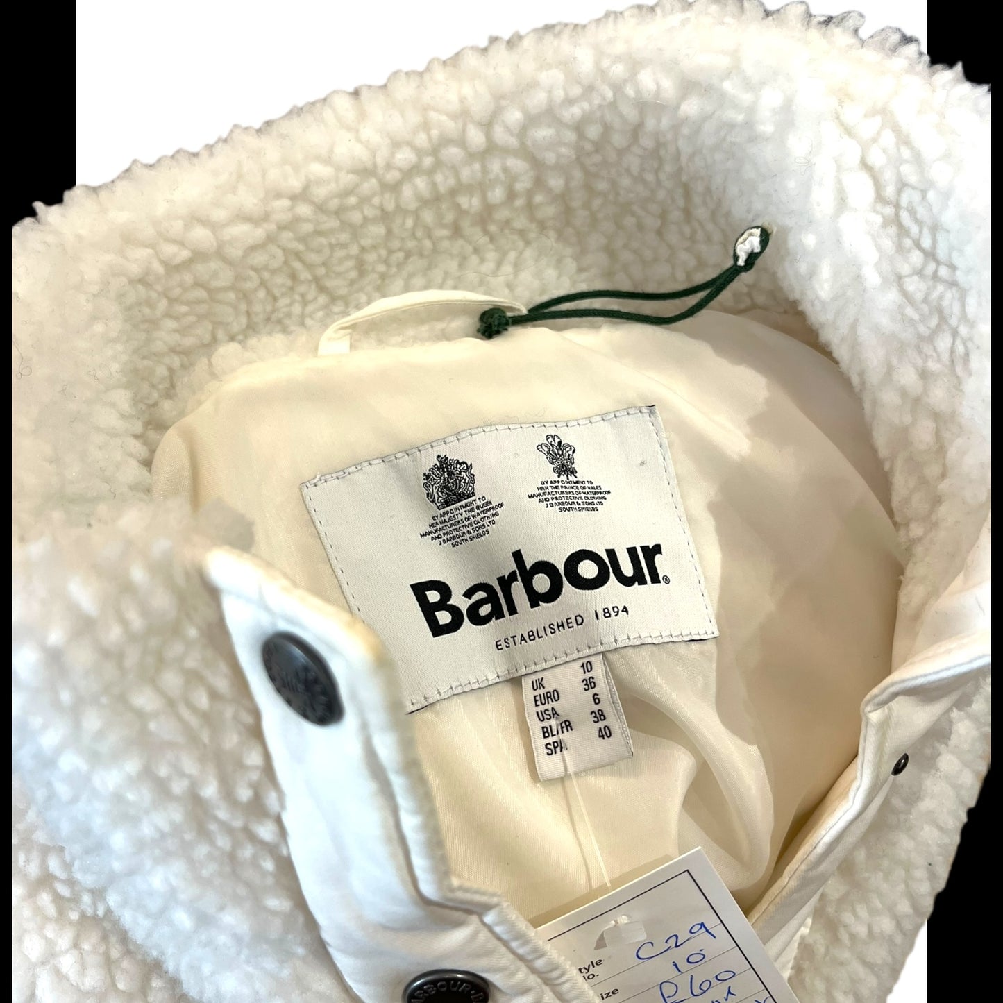 Barbour White Sherpa Jacket - 10