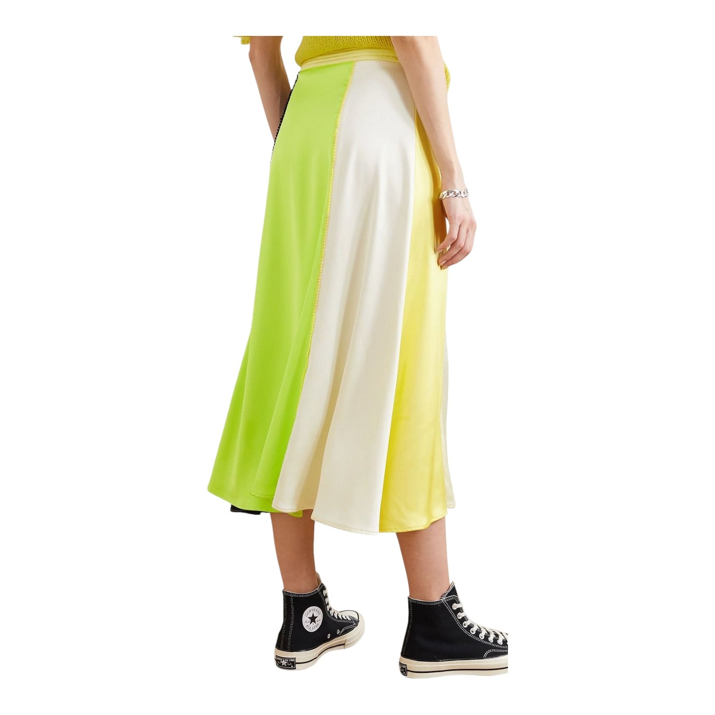 Stine Goya Jada Paneled Satin Midi Skirt - 12/14