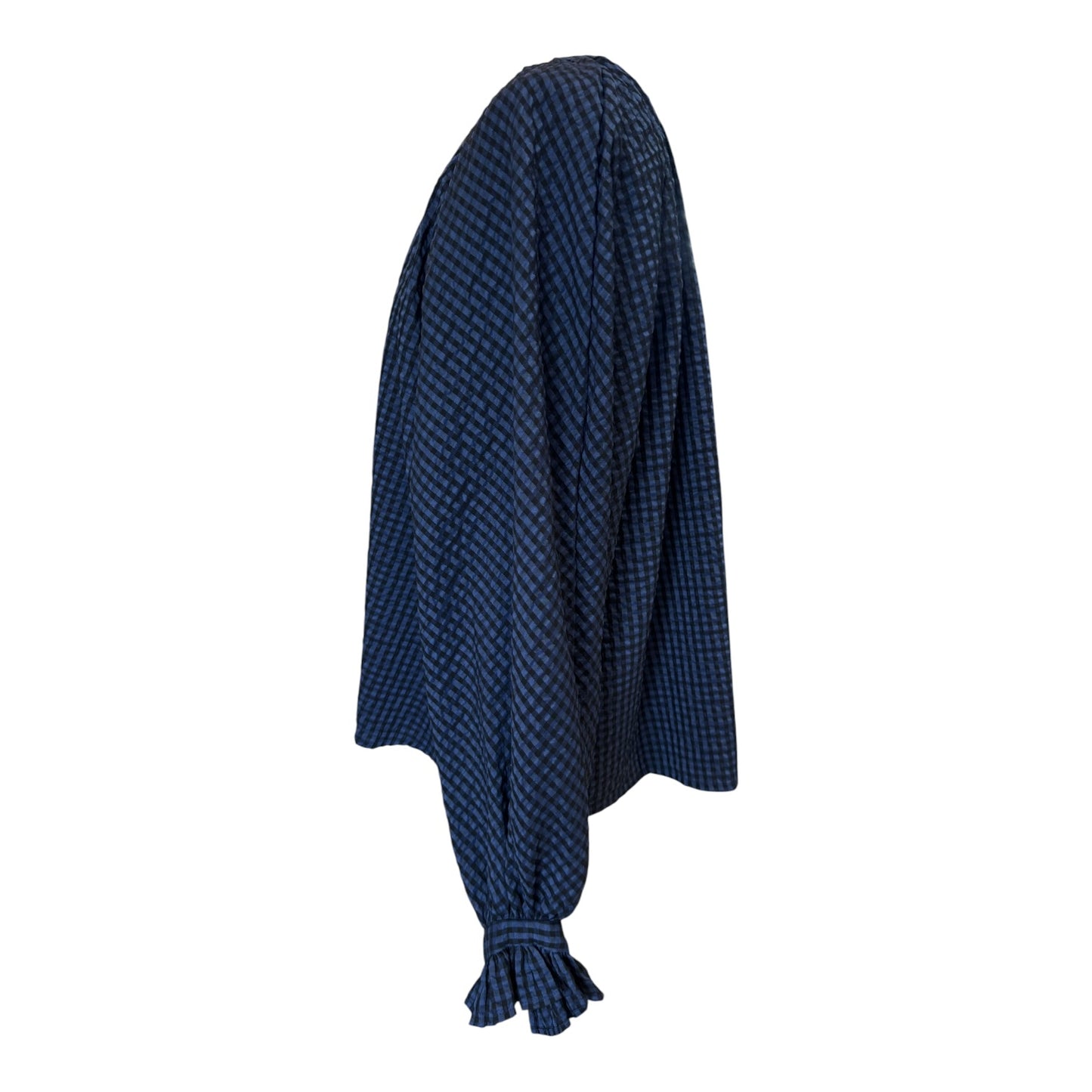 Aligne Blue and Black Check Poet Sleeve Top - 14