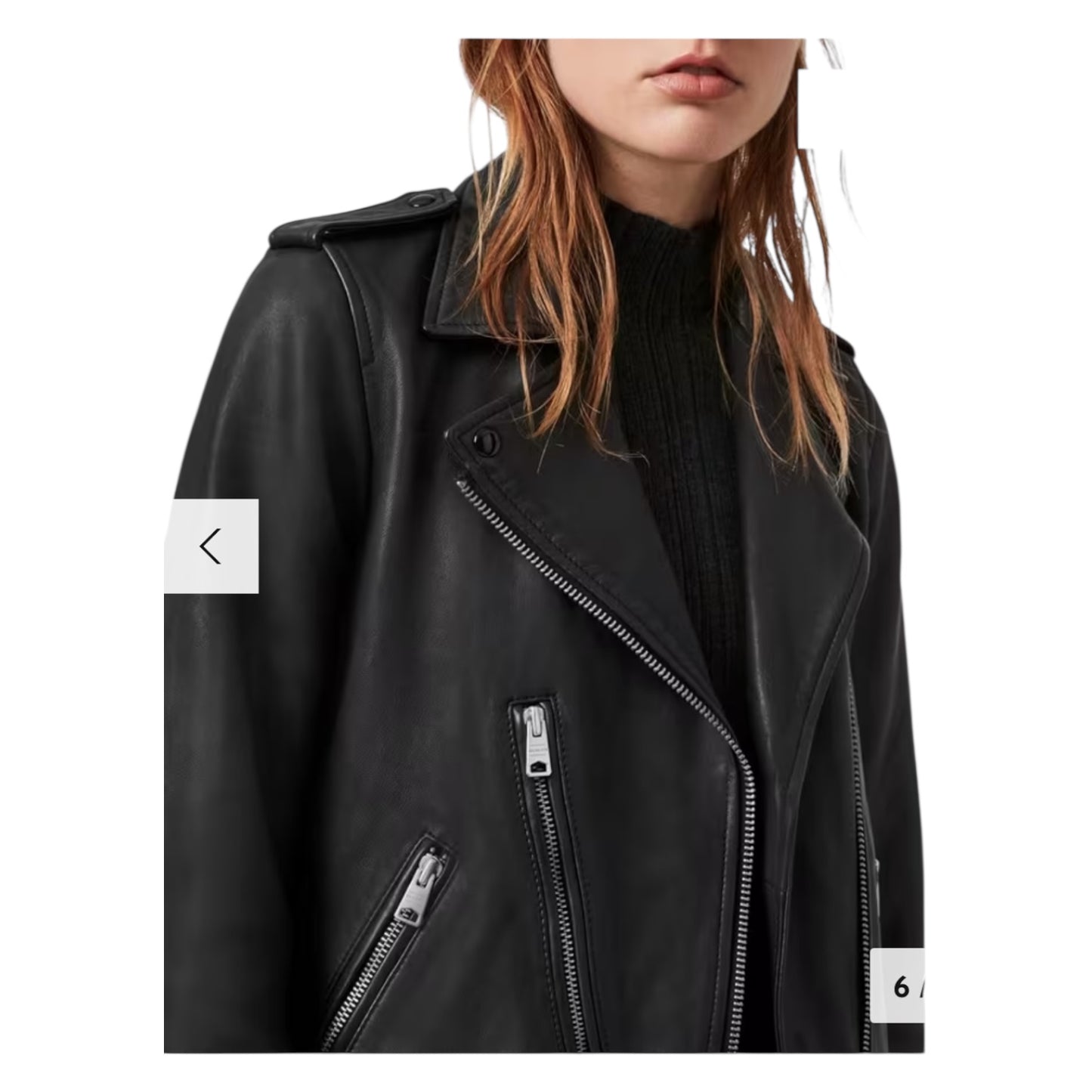 AllSaints Elva Leather Biker Jacket in Black - 8