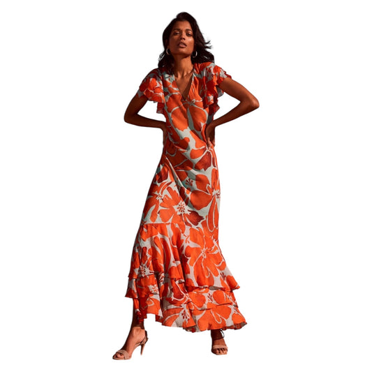 Mint Velvet Blue and Orange Tiered Maxi Dress - 12