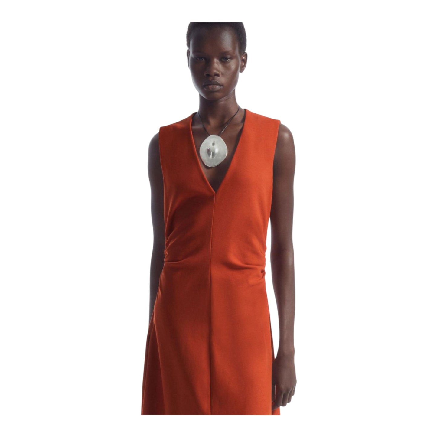 COS Orange Gathered Asymmetric Dress - 12