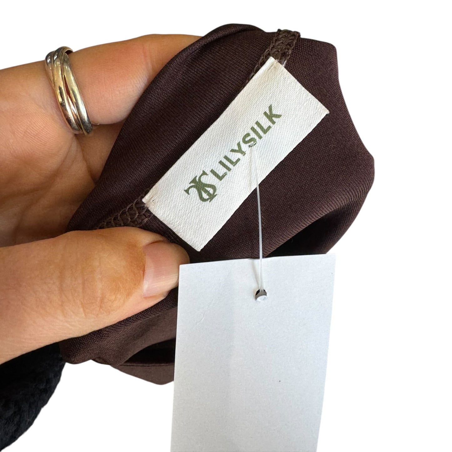 Lily Silk Brown Silk T Shirt - 12