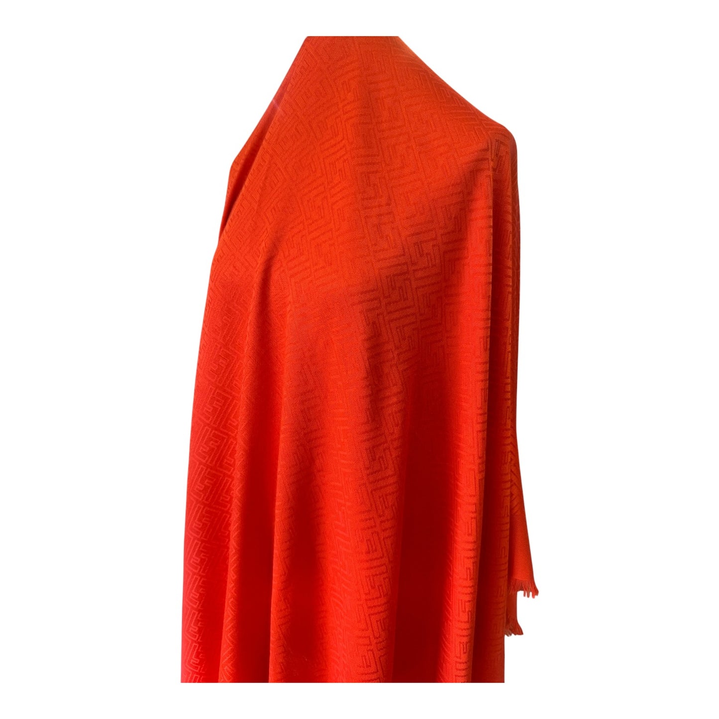 Fendi Monogram Zucca Orange Wool and Silk Scarf
