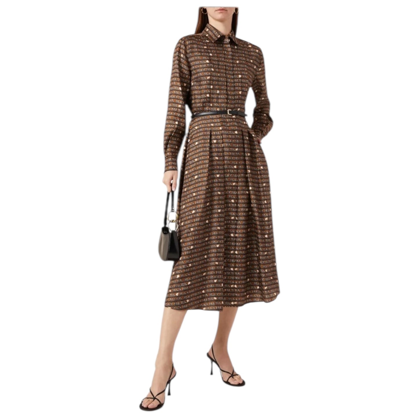 Max Mara Emmy Brown and Navy Silk Dress - 12