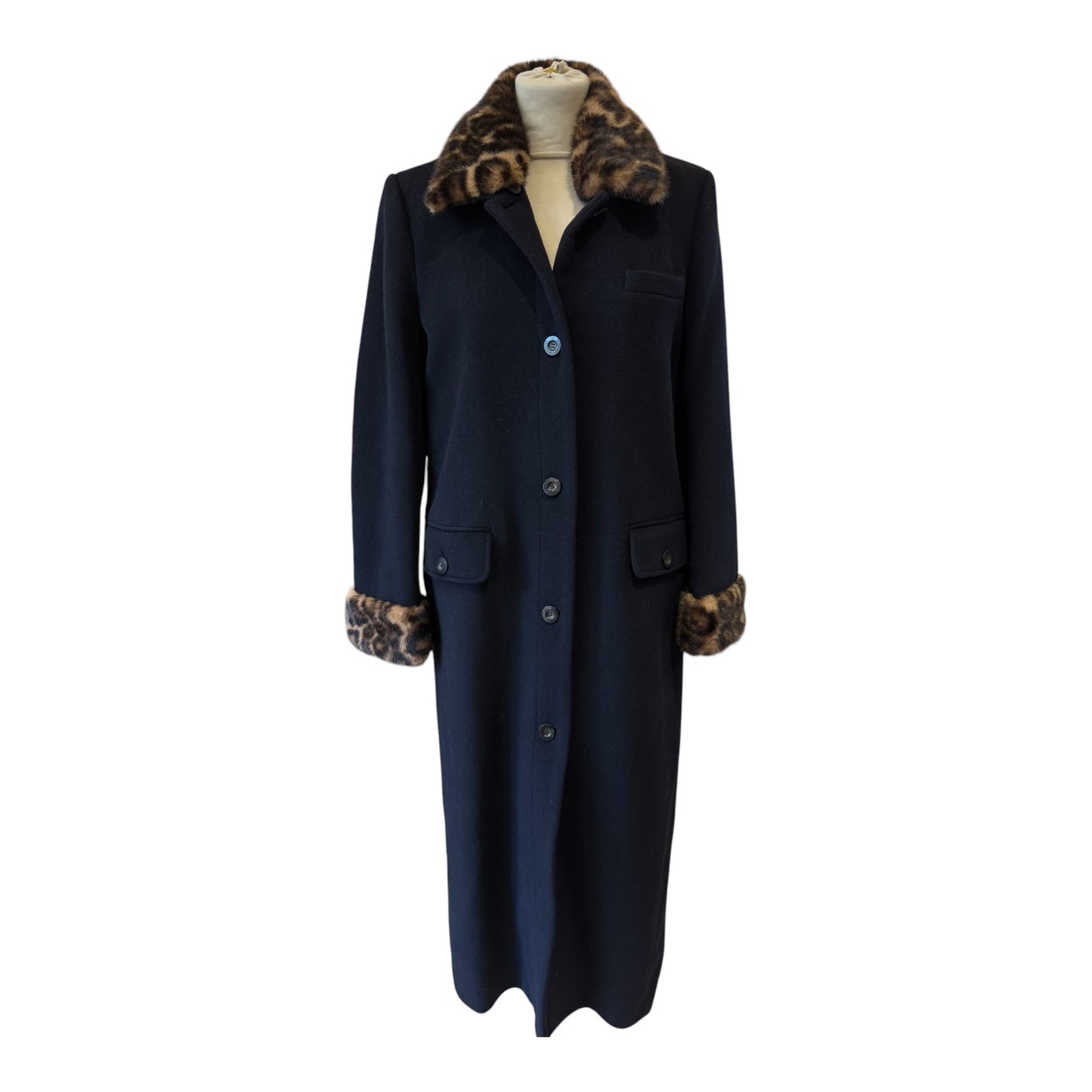 Claudie Pierlot Long Leopard Collar Wool Blend Coat - 10