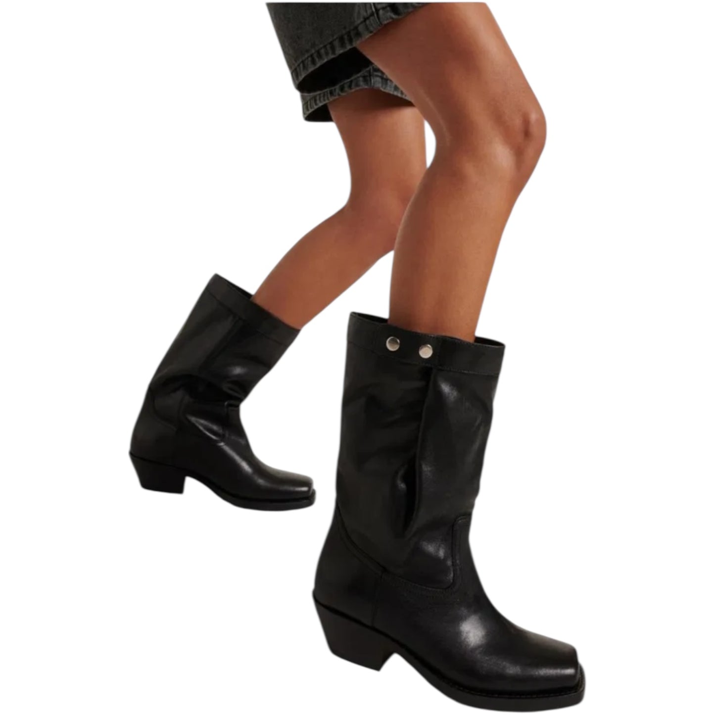 Isabel Marant Ademe Black Leather Cowboy Boots - 39 / 6 - NEW
