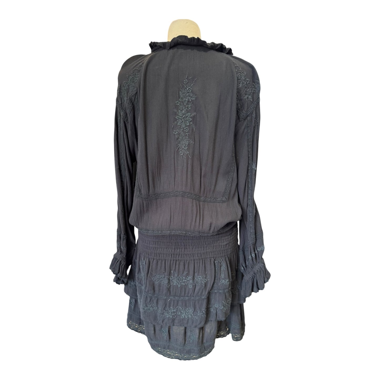 Star Mela Black Cheesecloth Mini Dress - 12