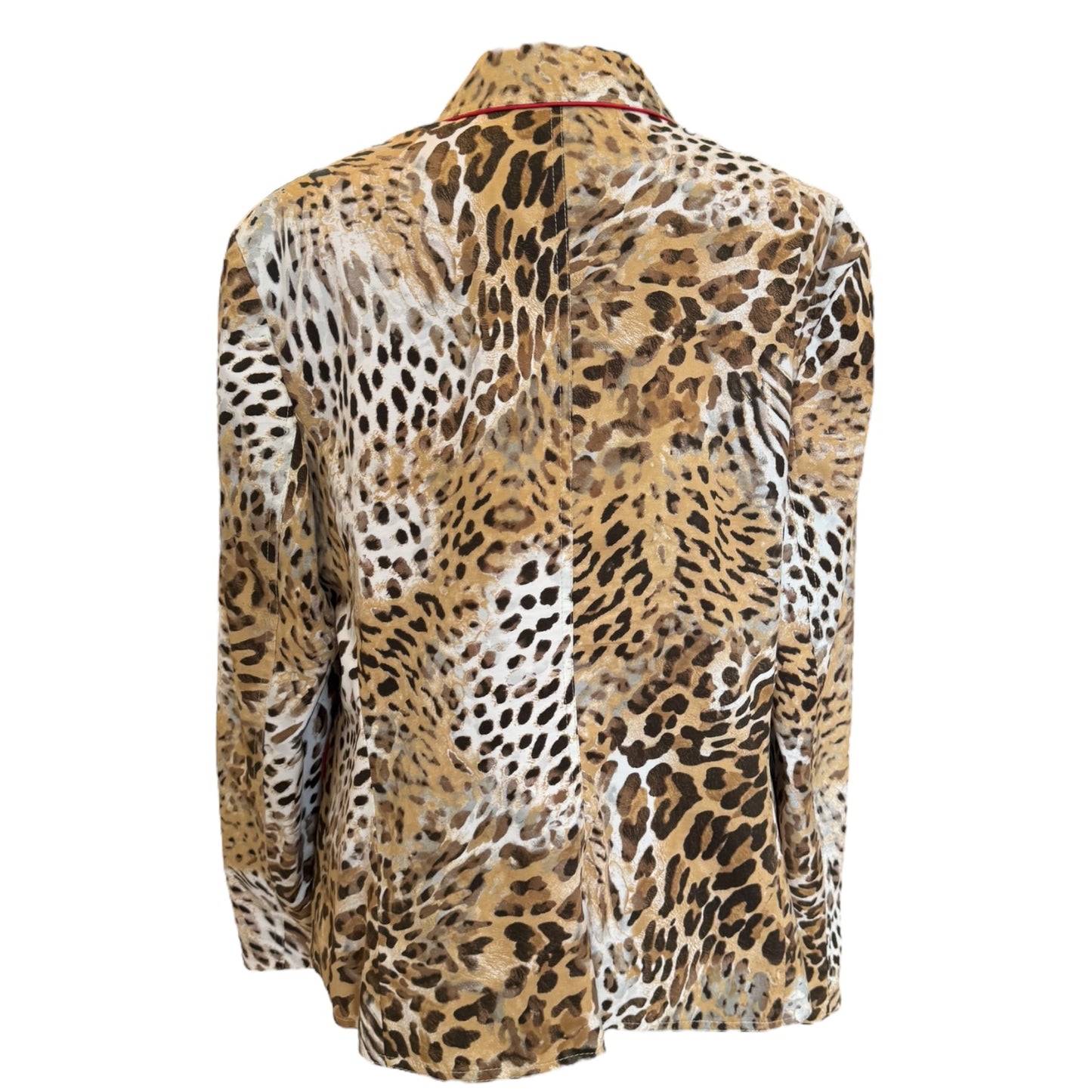Escada Leopard Print Blazer with Red Trim - 16/18
