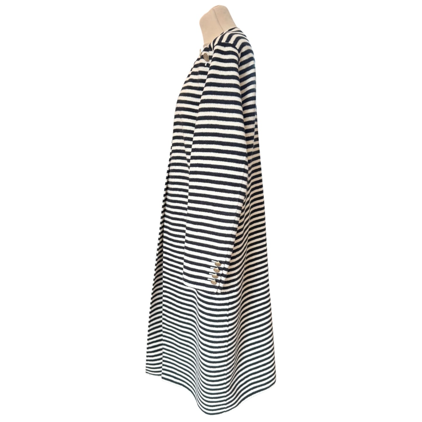MaxMara Sfilato Black and White Stripe Coat - 12